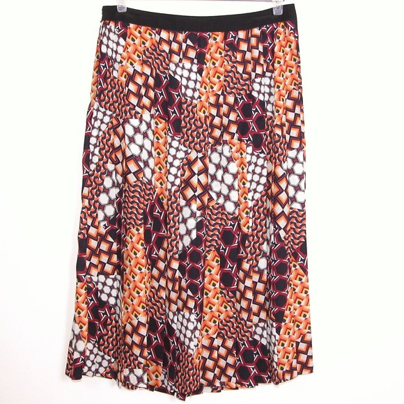 Trina Turk Womens Pleated Skirt size 8 Geometric Print Unlined Mid Calf Side Zip - Picture 11 of 11